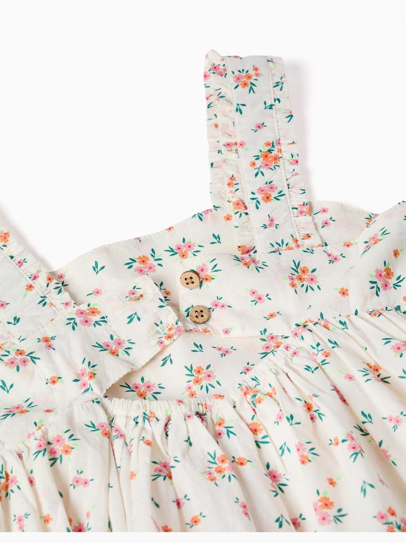 Robe sans manches en coton avec motif floral Beige clair - Kiabi
