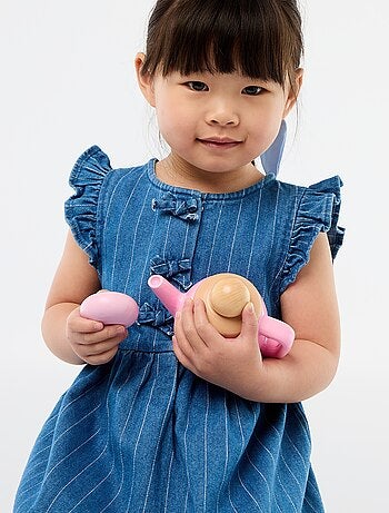 Robe sans manches en denim avec nœuds fantaisies