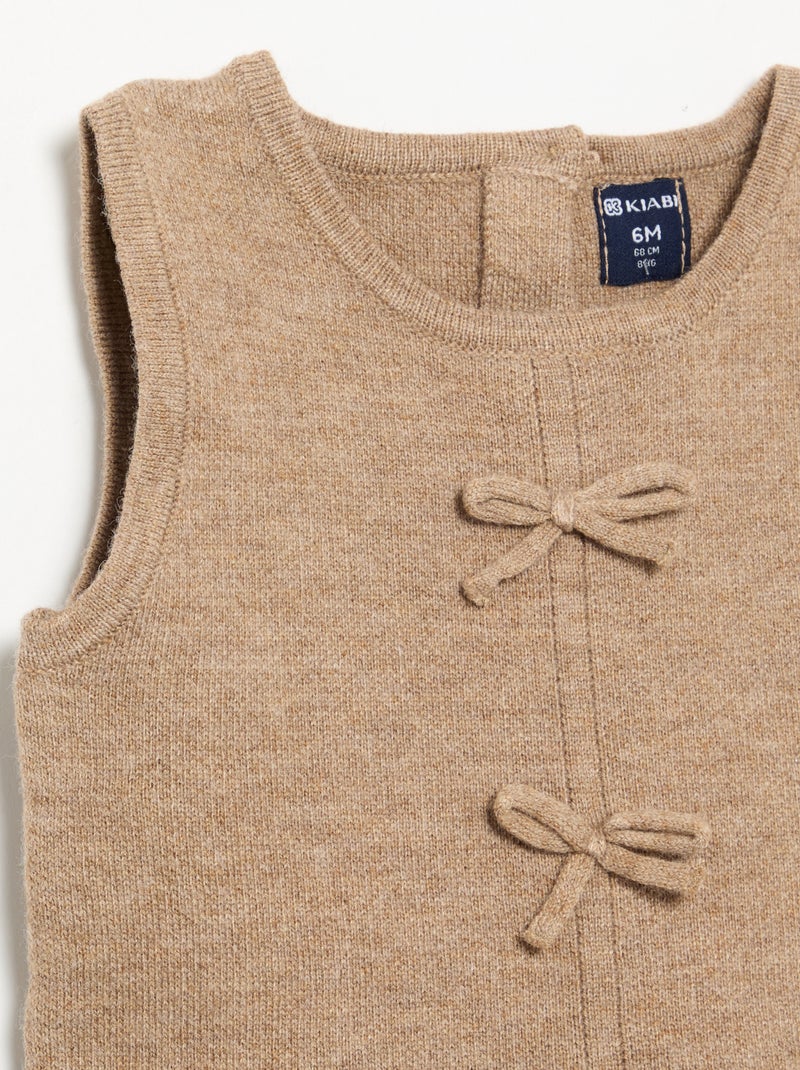 Robe sans manches en tricot avec nœuds Beige - Kiabi