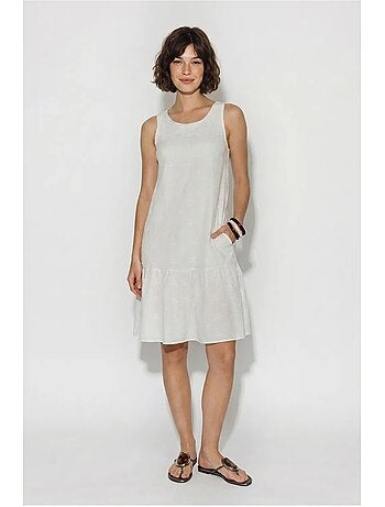 Robe smock mini en mousseline de coton brodée lucci