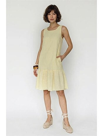 Robe smock mini en mousseline de coton brodée lucci