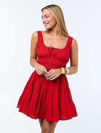 Robe smockée à étages