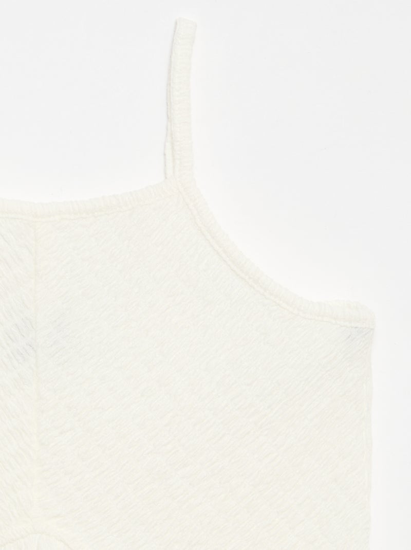 Robe smockée à fines bretelles Blanc - Kiabi
