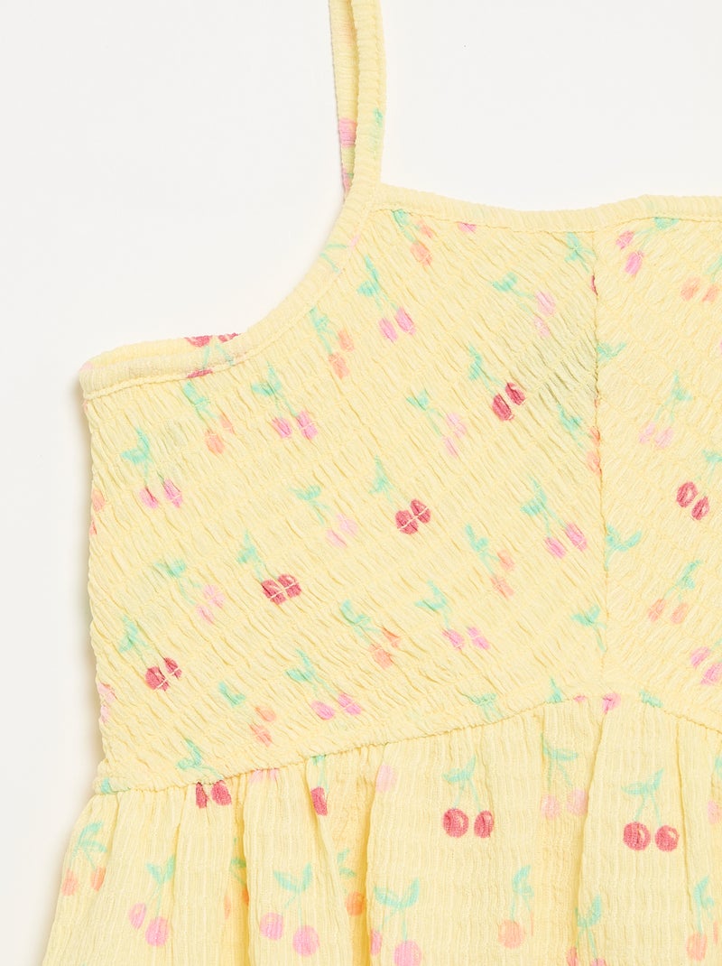 Robe smockée à fines bretelles Jaune - Kiabi