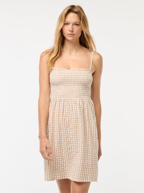 Robe smockée vichy en seersucker - Kiabi