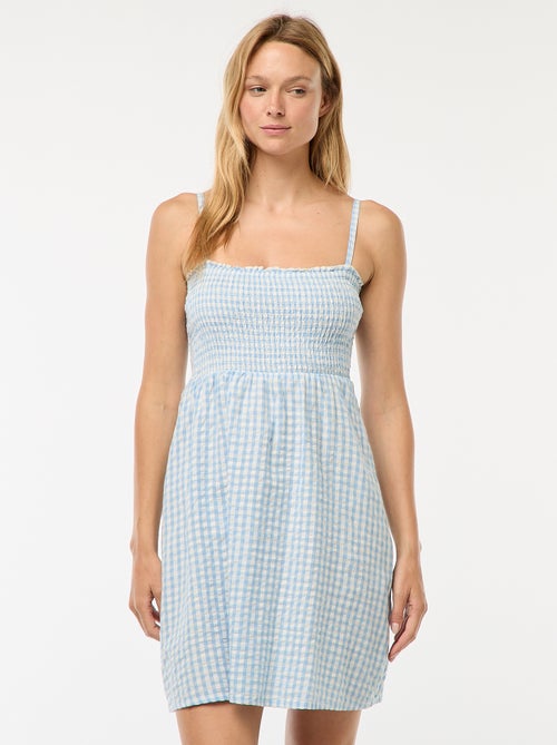 Robe smockée vichy en seersucker - Kiabi