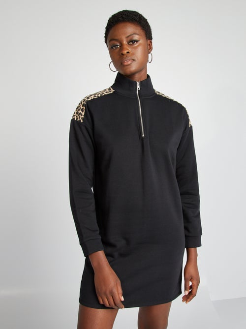 Robe sweat avec détails léopard - Kiabi