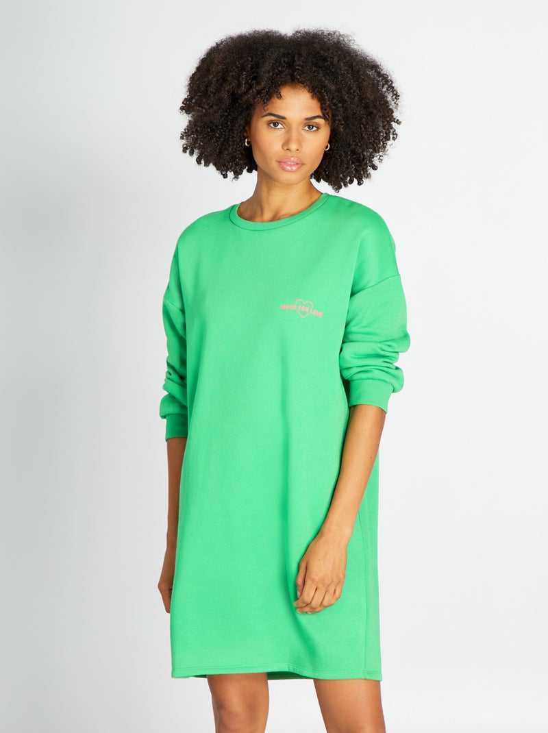 Robe sweat avec imprimé Vert - Kiabi