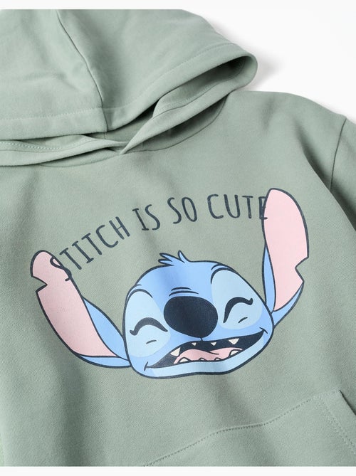 Robe sweat en coton peigné à capuche et imprimé Stitch - Kiabi