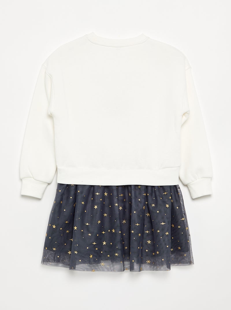 Robe sweat en molleton et tulle 'Minnie' 'Disney' Blanc - Kiabi