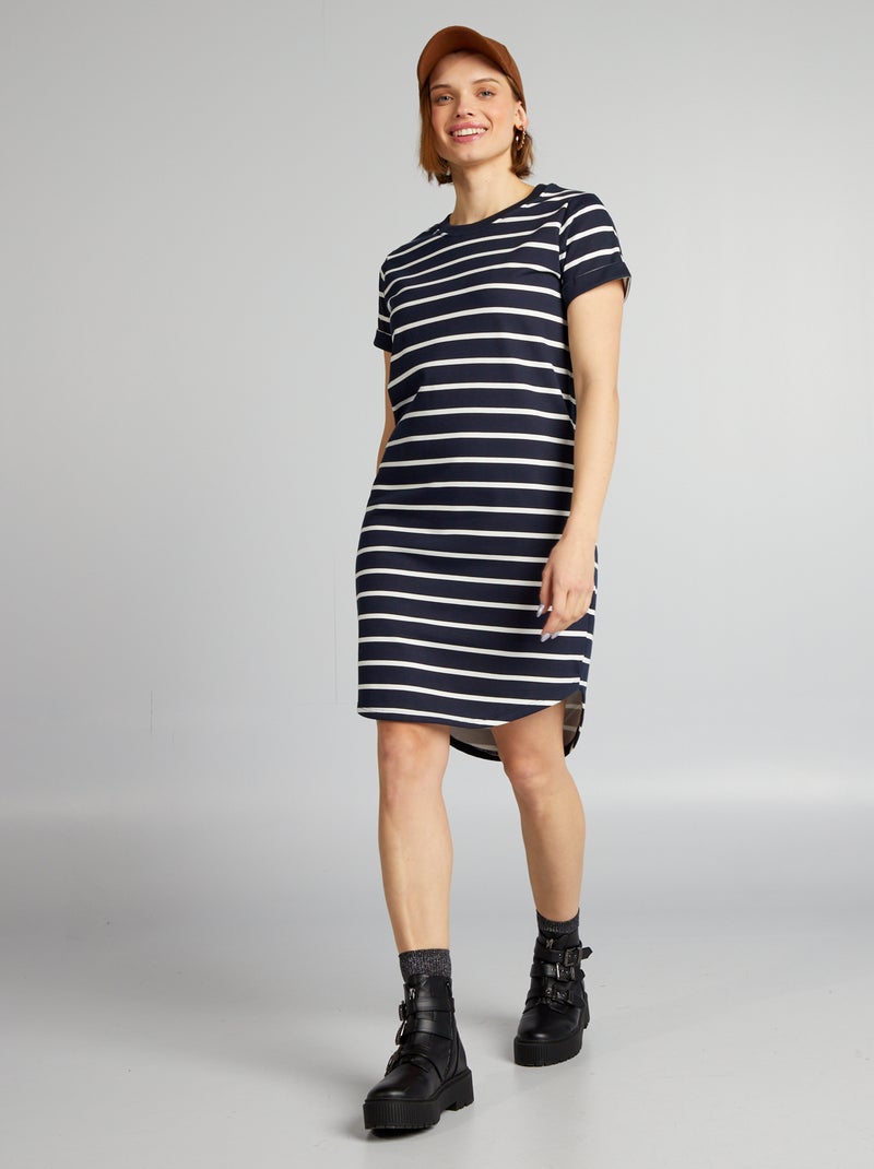Robe sweat rayée 'JDY' Marine/blanc - Kiabi