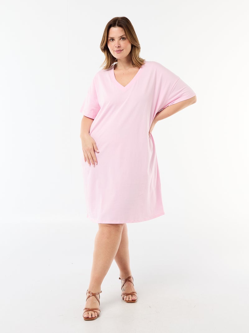 Robe t-shirt courte à manches courtes Rose - Kiabi