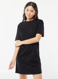 Robe t-shirt en coton noir - Kiabi