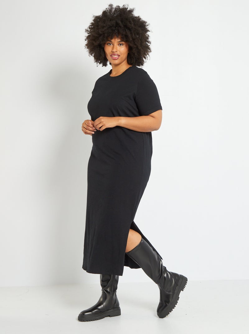Robe t-shirt en jersey noir - Kiabi