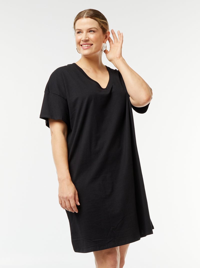 Robe t-shirt longue Noir - Kiabi