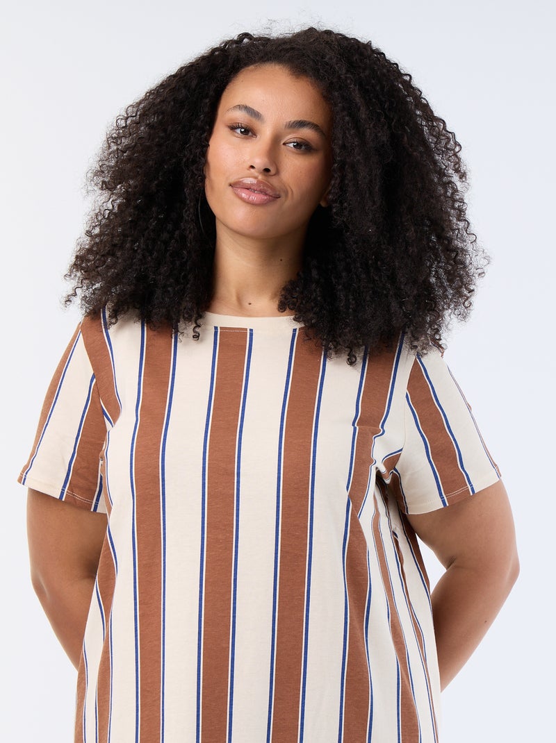 Robe t-shirt longue unie Beige - Kiabi