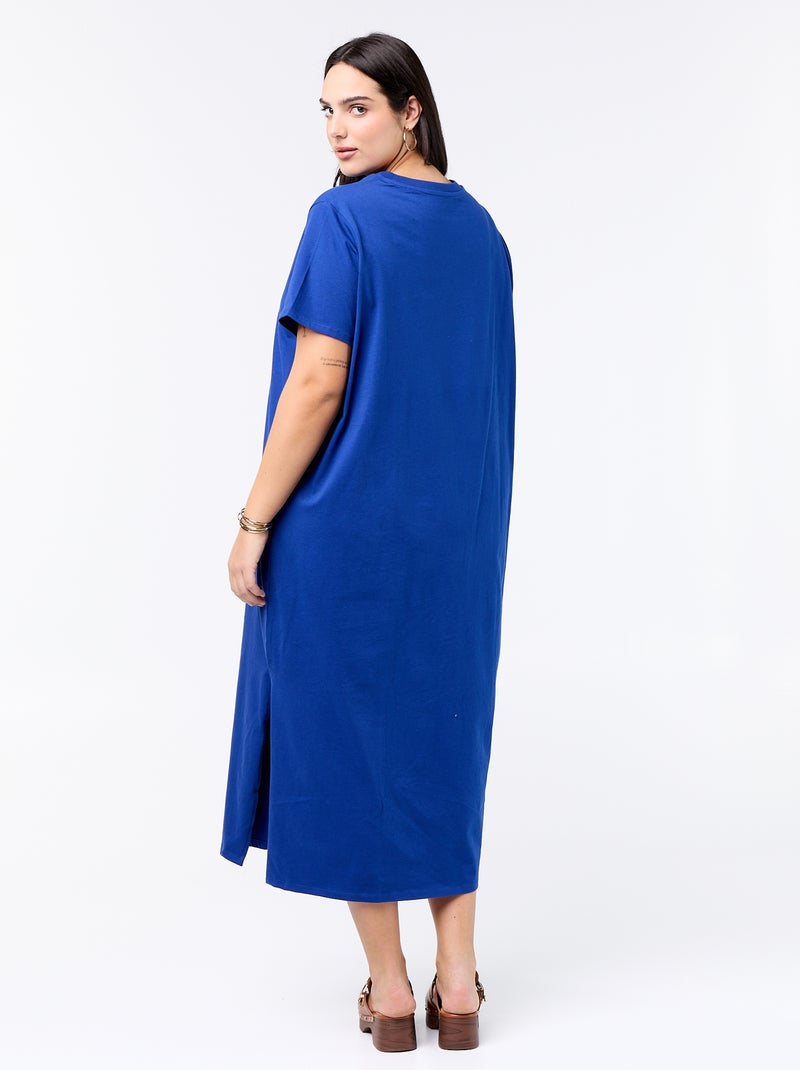 Robe t-shirt longue unie Bleu - Kiabi