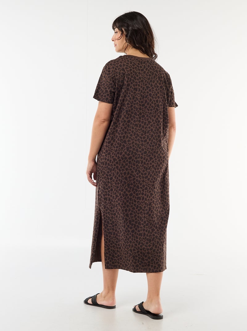 Robe t-shirt longue unie Marron - Kiabi