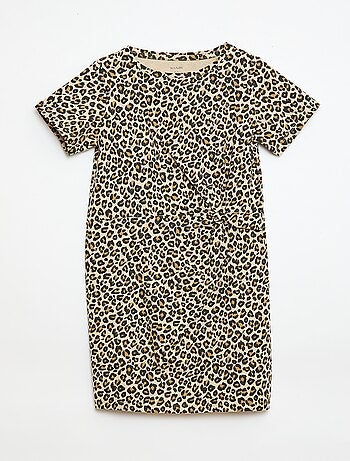 Robe t-shirt mi-longue avec nœud fantaisie devant