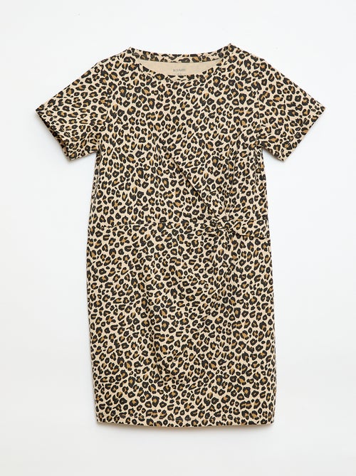 Robe t-shirt mi-longue avec nœud fantaisie devant - Kiabi