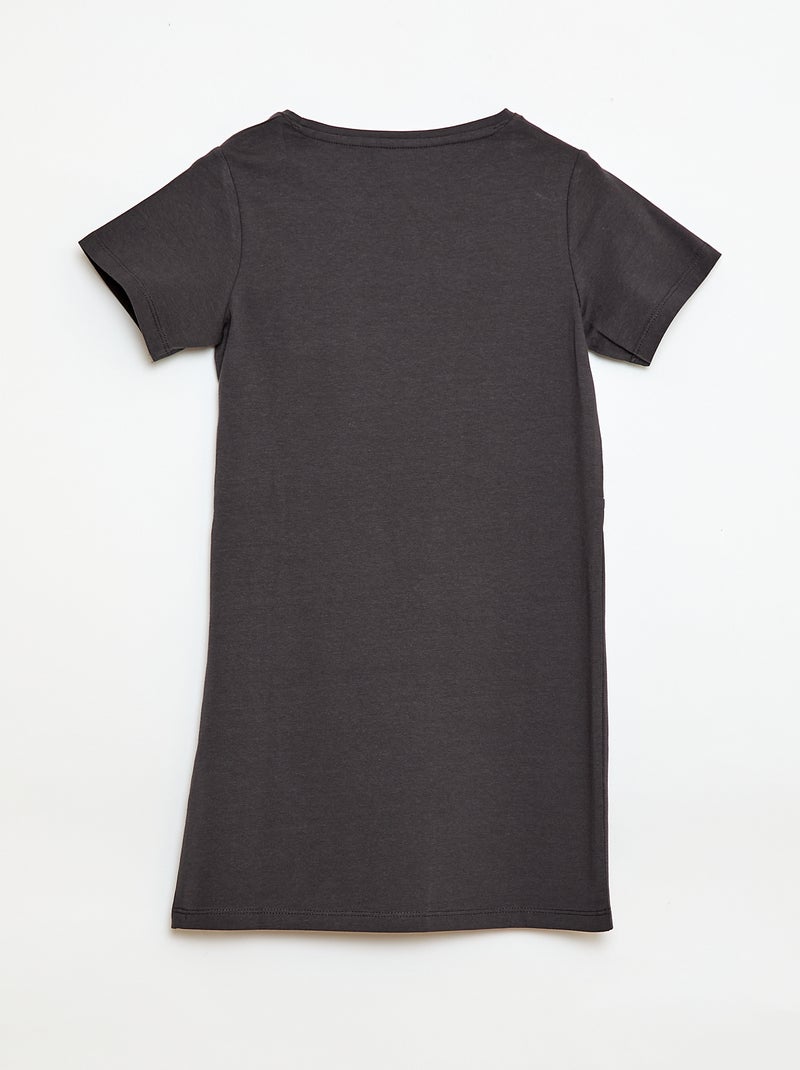 Robe t-shirt mi-longue avec nœud fantaisie devant Noir - Kiabi