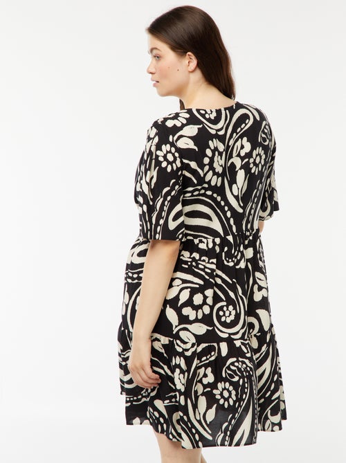 Robe trapèze imprimé à base volantée - Kiabi