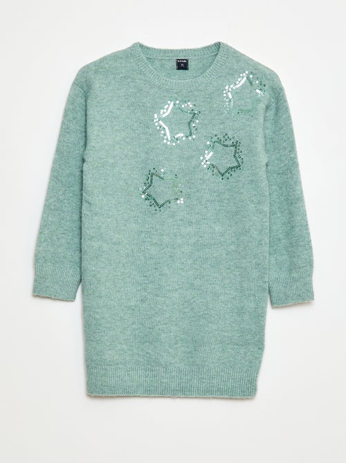 Robe tricot avec étoiles en sequins - Kiabi