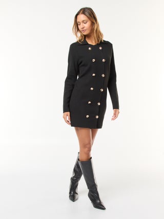 Robe tricot ottoman double boutonnage
