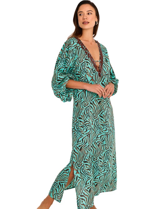 Robe tunique longue de plage manches mi-longues utopia - Kiabi Robe tunique longue de plage manches mi-longues utopia - Kiabi