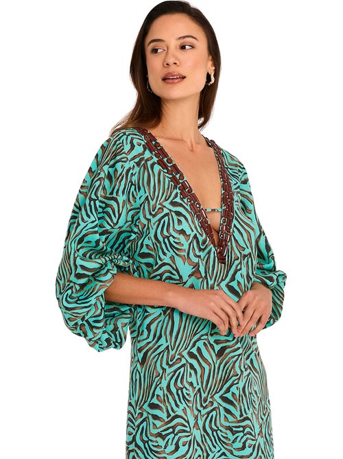 Robe tunique longue de plage manches mi-longues utopia - Kiabi Robe tunique longue de plage manches mi-longues utopia - Kiabi