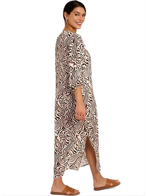 Robe tunique longue de plage manches mi-longues utopia - Kiabi Robe tunique longue de plage manches mi-longues utopia - Kiabi