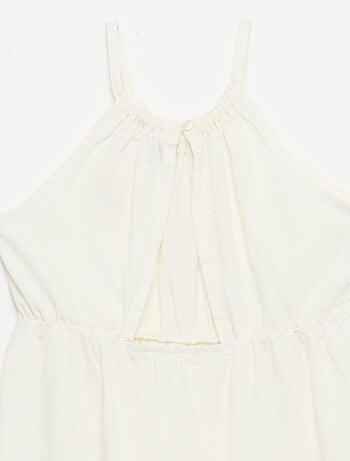 Robe unie à bretelles et volants