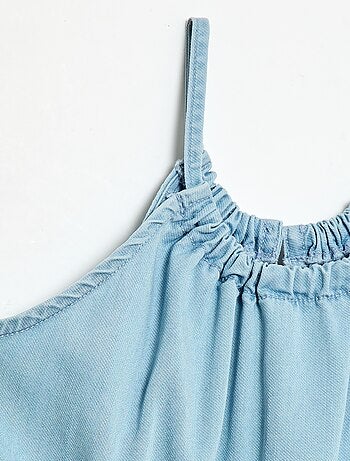 Robe unie à bretelles et volants