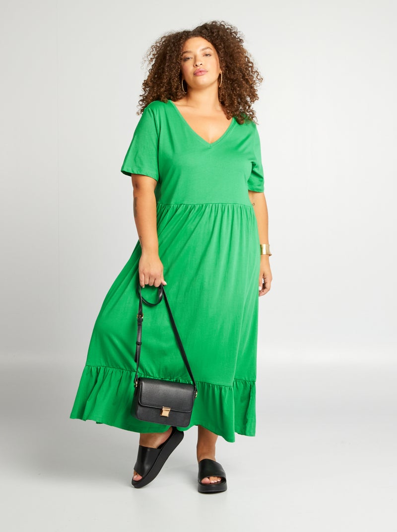 Robe unie à volants 'Only Carmakoma' Vert - Kiabi