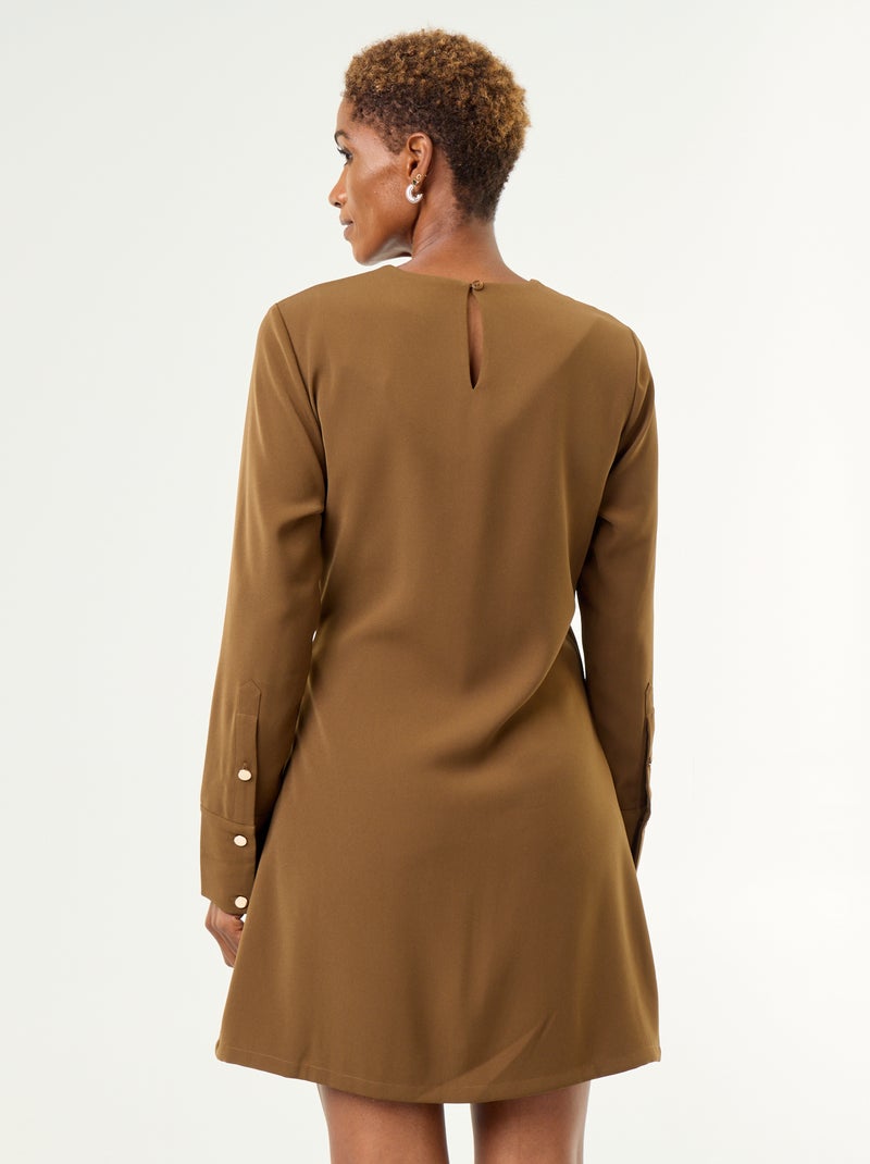 Robe unie avec détails dorés Marron - Kiabi