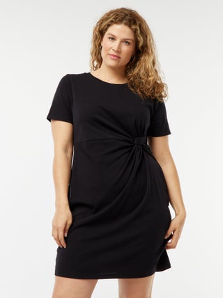 Robe unie drapée coupe courte