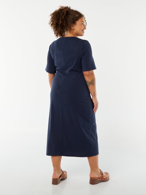 Robe unie drapée coupe midi - Kiabi