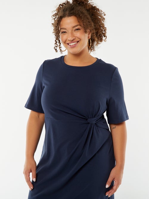 Robe unie drapée coupe midi - Kiabi