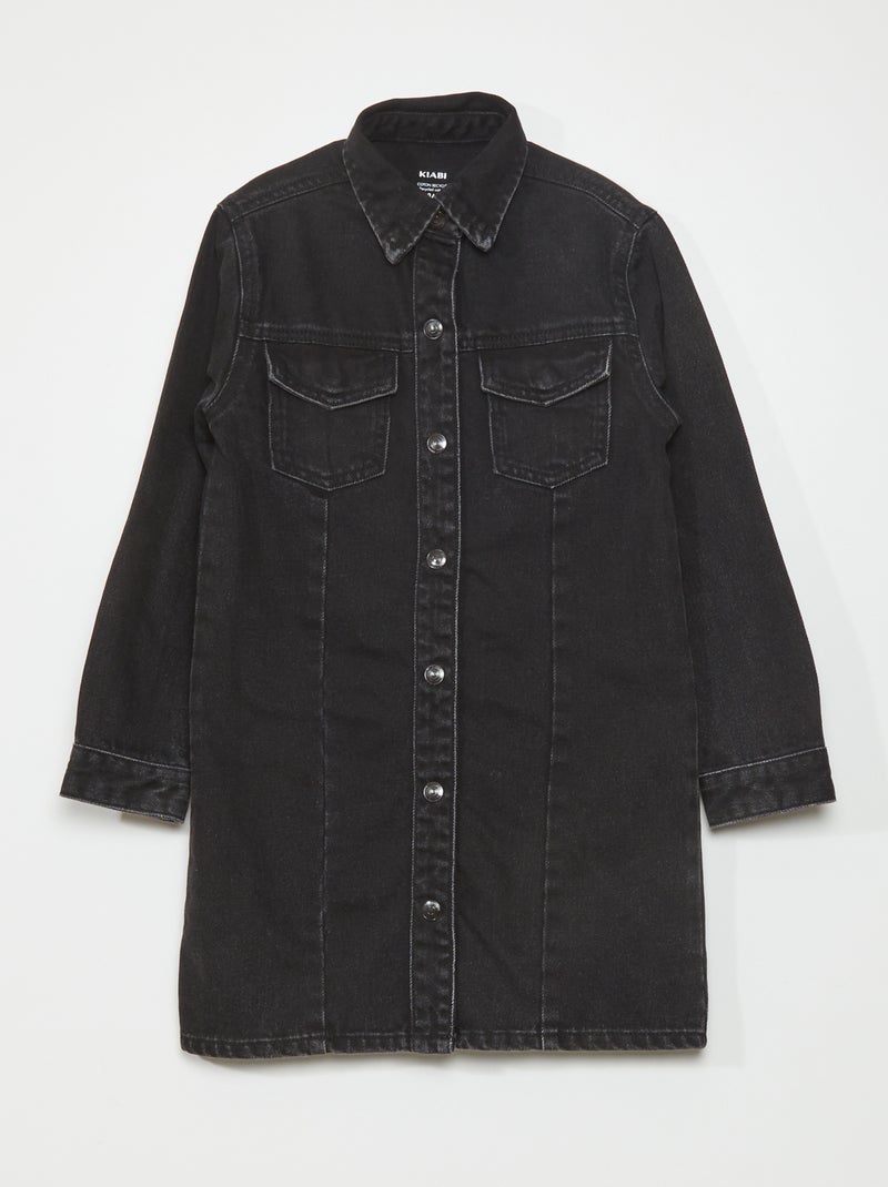 Robe veste en denim Noir - Kiabi