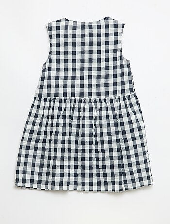 Robe vichy à manches courtes avec nœud + chouchou