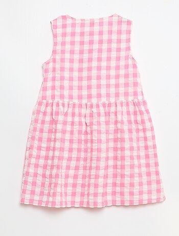 Robe vichy à manches courtes avec nœud + chouchou