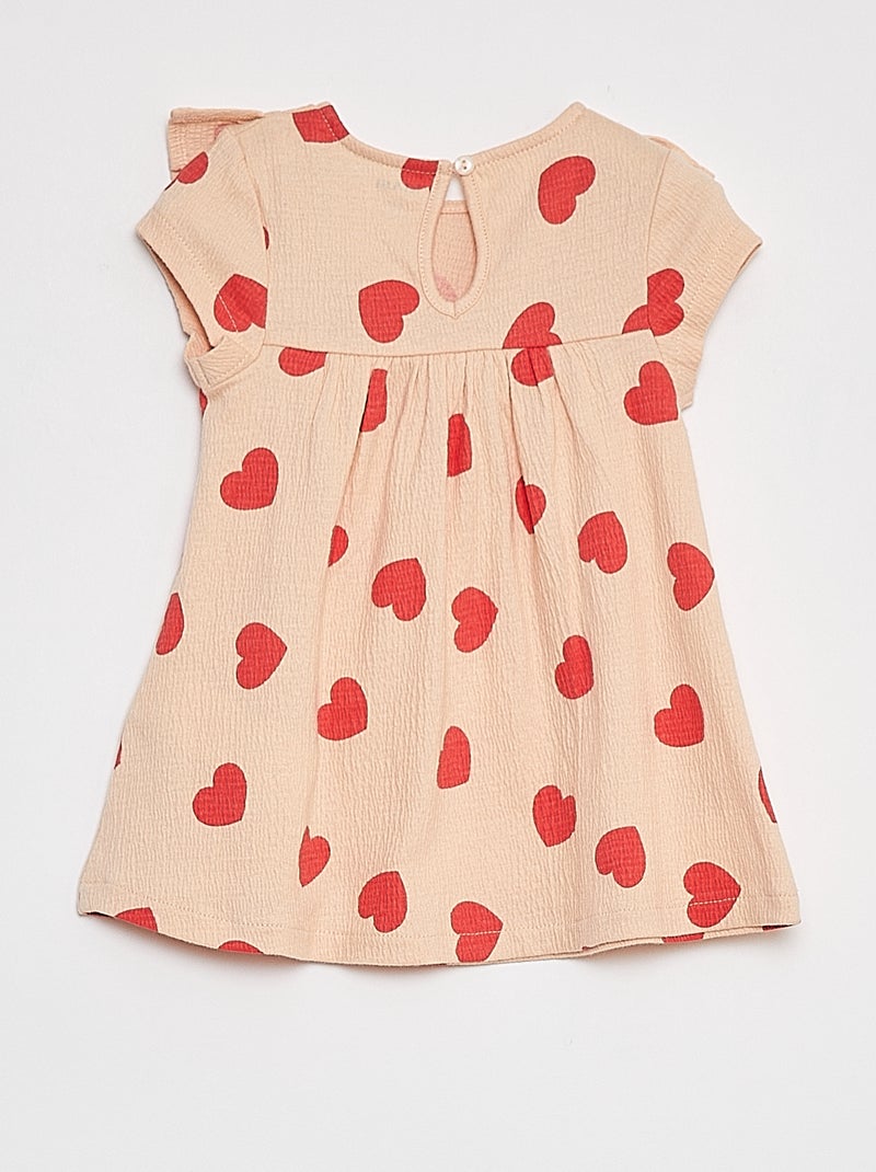 Robe volantée à manches courtes BEIGE - Kiabi
