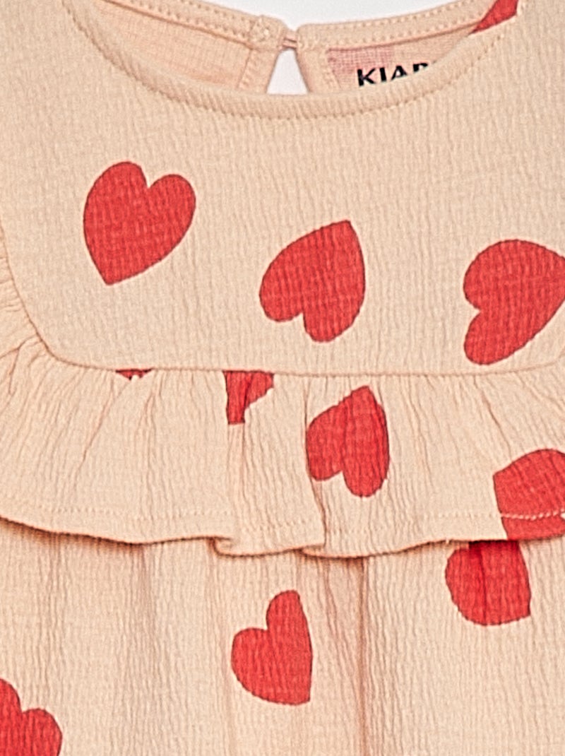 Robe volantée à manches courtes BEIGE - Kiabi