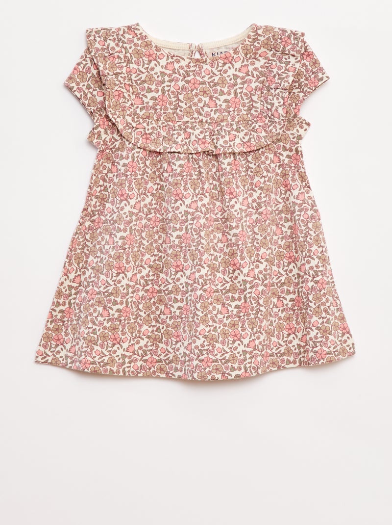 Robe volantée à manches courtes Blanc - Kiabi