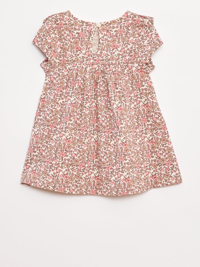 Robe volantée à manches courtes Blanc - Kiabi