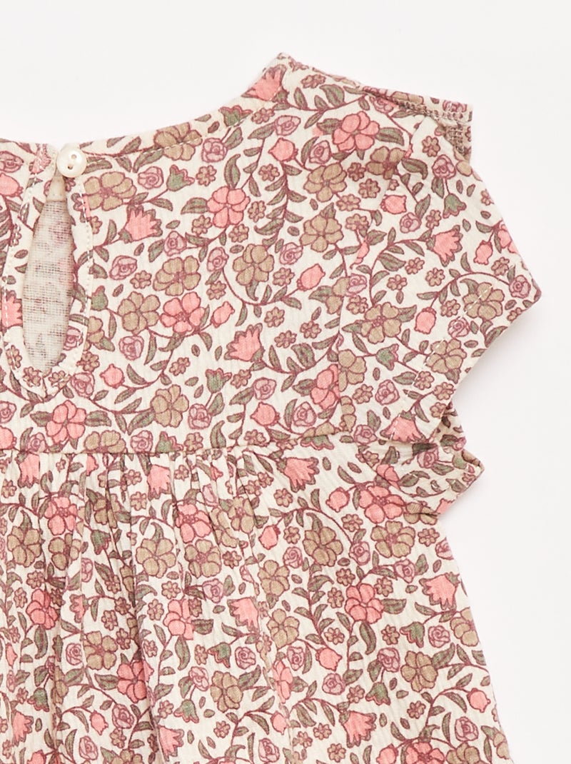 Robe volantée à manches courtes Blanc - Kiabi