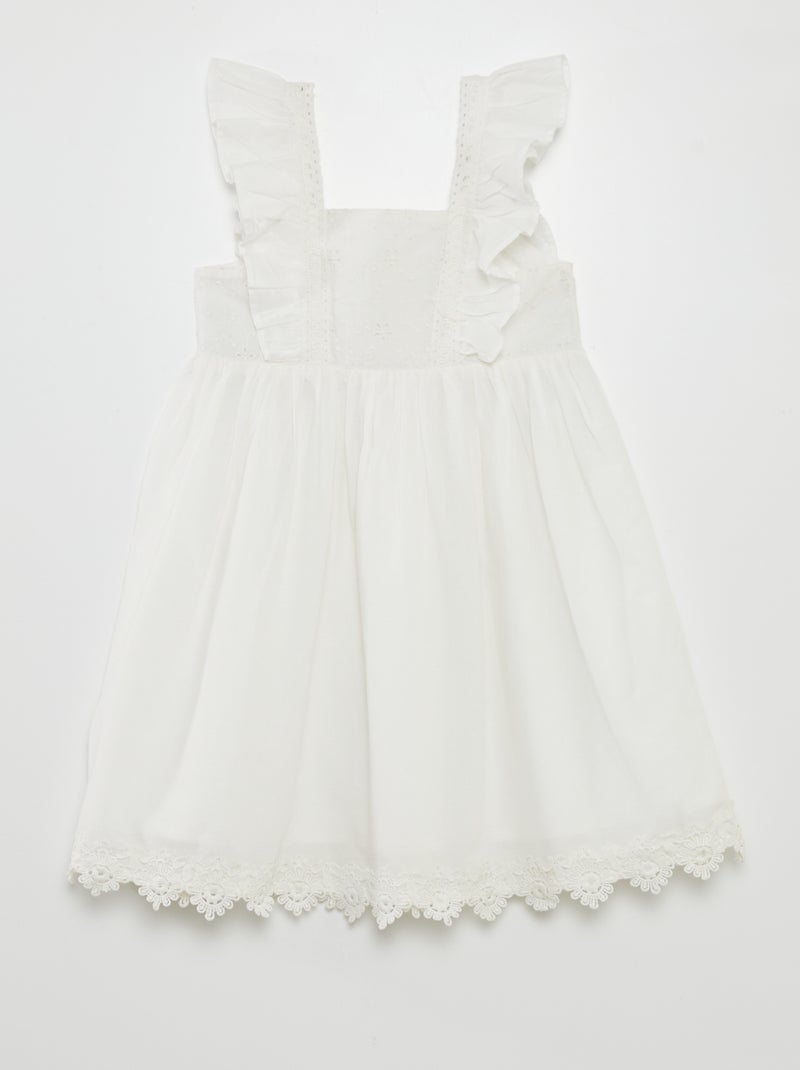 Robe volantée avec broderies blanc - Kiabi