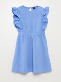 Robe volantée en matière gaufrée Bleu clair - Kiabi