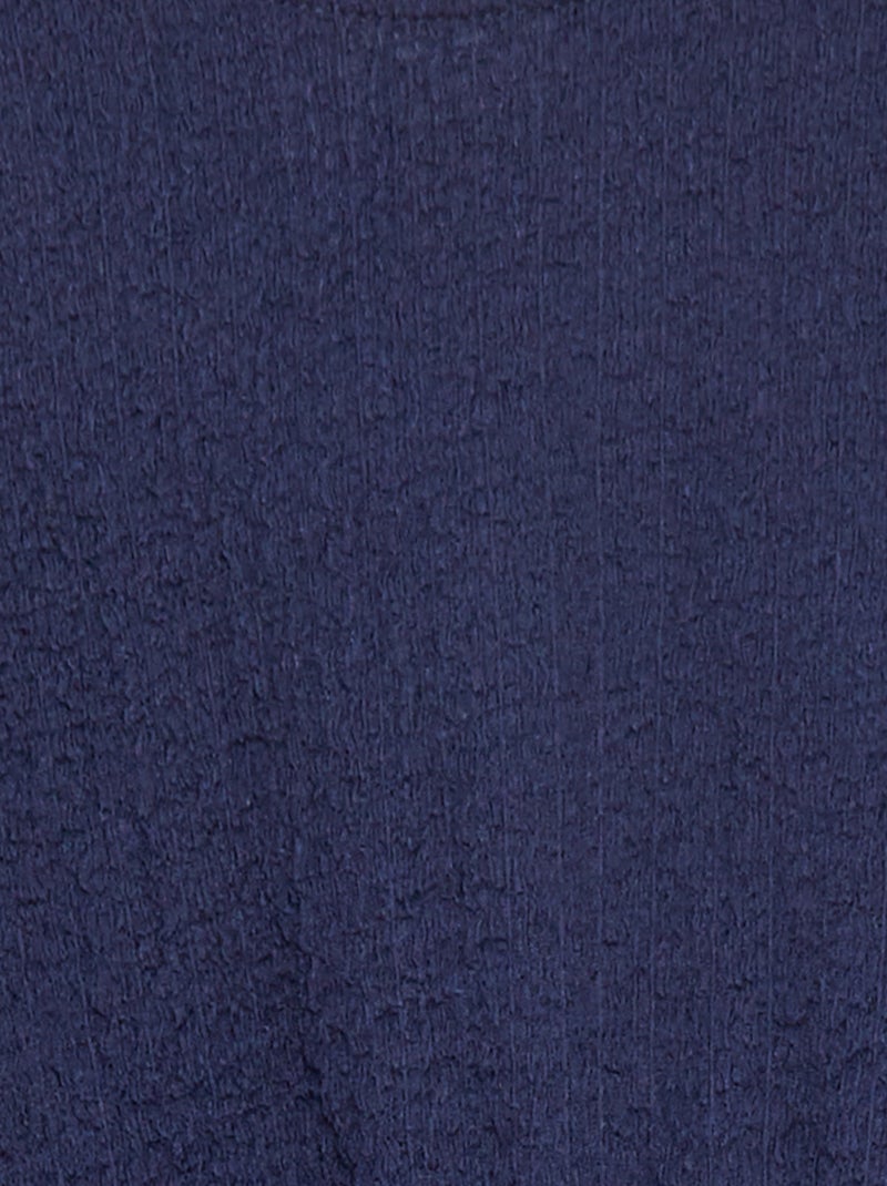Robe volantée en matière gaufrée Bleu marine - Kiabi