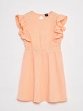 Robe volantée en matière gaufrée Orange - Kiabi